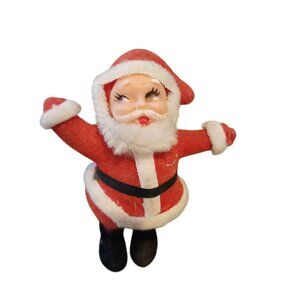 Vintage Celluloid Felt Flocked Vintage 1950’s Santa Christmas Tree Ornament